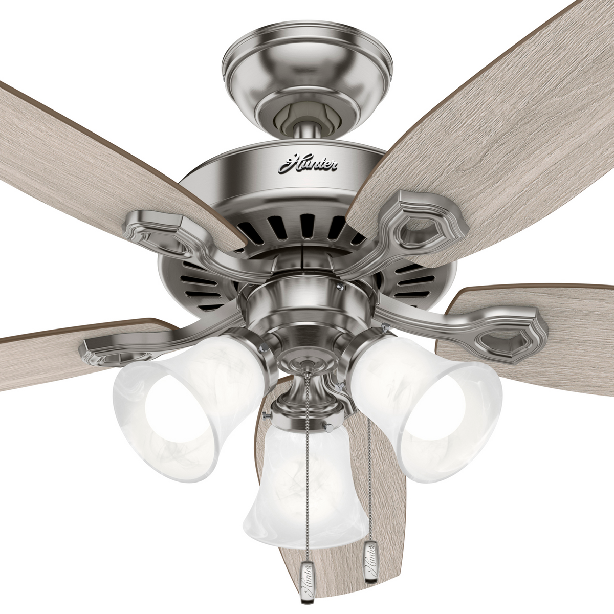 52 inch Builder Brushed Nickel Ceiling Fan with LED Light Kit