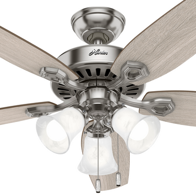 52 inch Builder Brushed Nickel Ceiling Fan with LED Light Kit