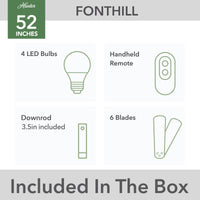 52 inch Fonthill ENERGY STAR® HunterExpress Matte Black Ceiling Fan with LED Light Kit and Handheld Remote
