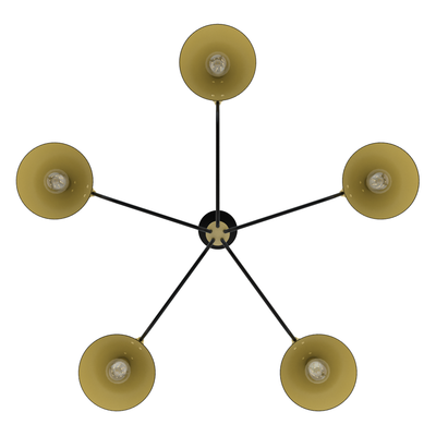 Grove Isle 40.75-inch 5-light Matte Black and Modern Brass Chandelier with Metal Shade