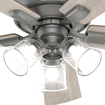 52 inch Crestfield Matte Silver Ceiling Fan with LED Light Kit and Handheld Remote