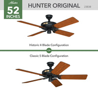 52 inch Original Matte Black Damp Rated Ceiling Fan