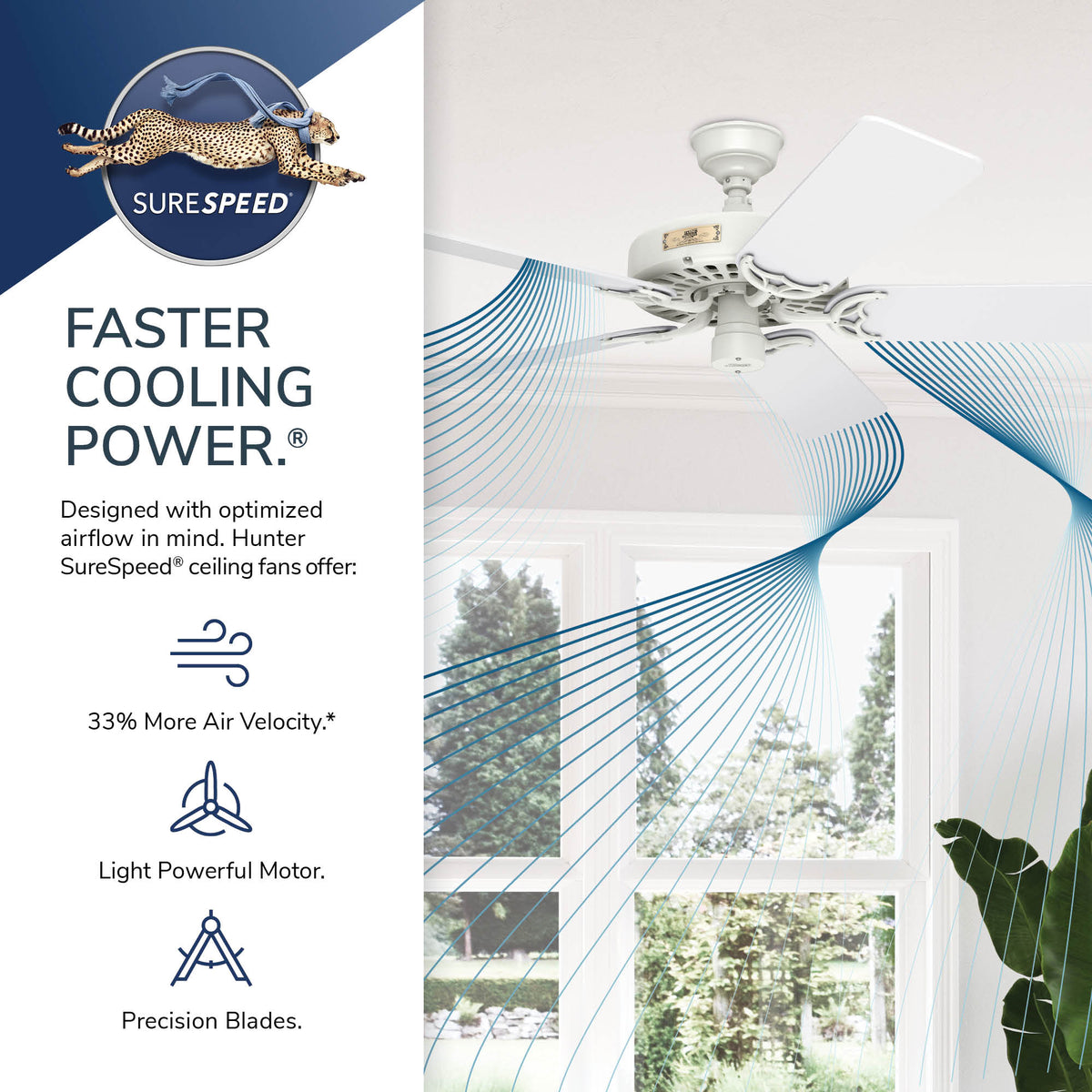 52 inch Original White Damp Rated Ceiling Fan and Pull Chain