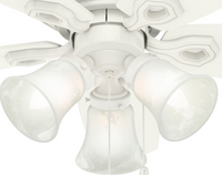 42 inch Builder Snow White Low Profile Ceiling Fan with LED Light Kit and Pull Chain