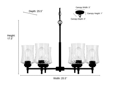 17.5'' Clarvyn Matte Black 6 Light Chandelier