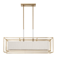 Abbey 42-inch 5-light Brass Linear Chandelier with Cream Cotton Rope Shade