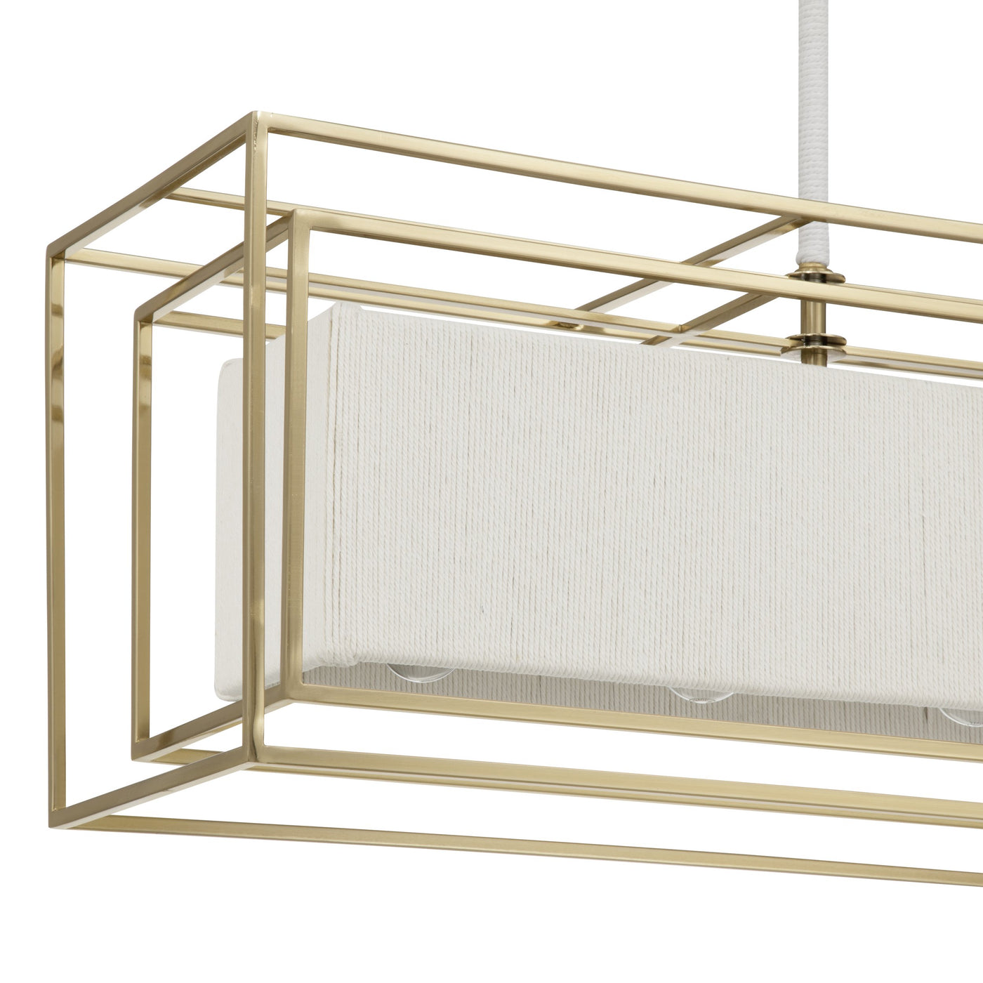 Abbey 42-inch 5-light Brass Linear Chandelier with Cream Cotton Rope Shade