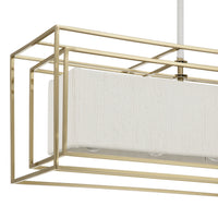 Abbey 42-inch 5-light Brass Linear Chandelier with Cream Cotton Rope Shade