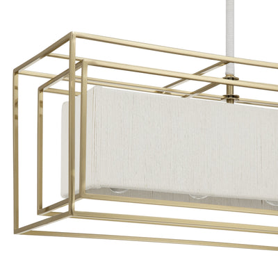 Abbey 42-inch 5-light Brass Linear Chandelier with Cream Cotton Rope Shade