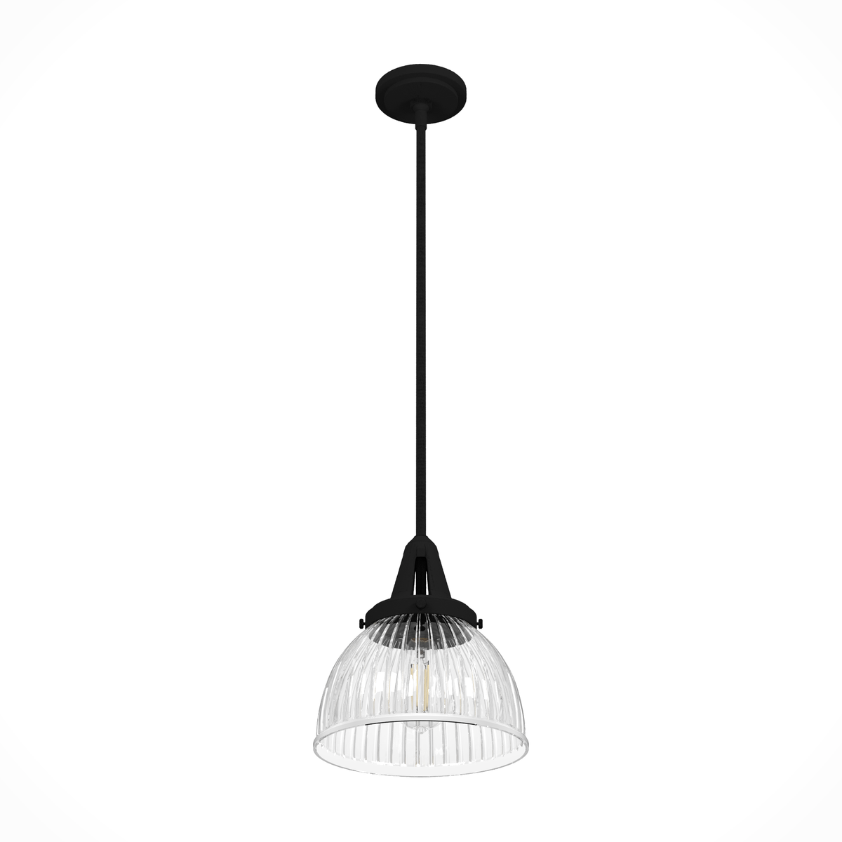 Cypress Grove 10-inch 1-light Natural Black Iron Industrial Pendant with Clear Holophane Glass