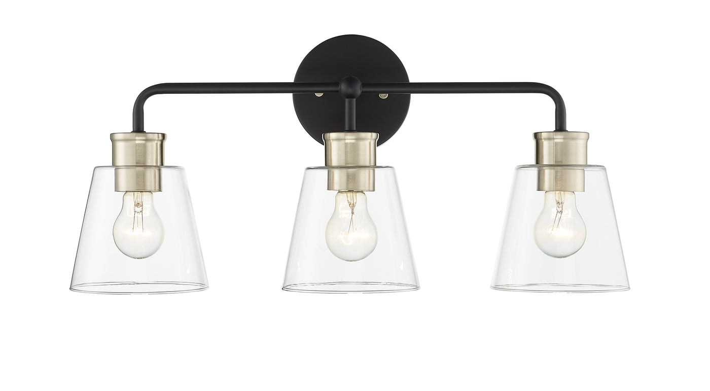 23'' Cameron Matte Black/Modern Gold 3 Light Bath Vanity