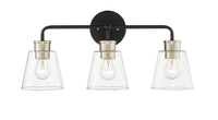 23'' Cameron Matte Black/Modern Gold 3 Light Bath Vanity