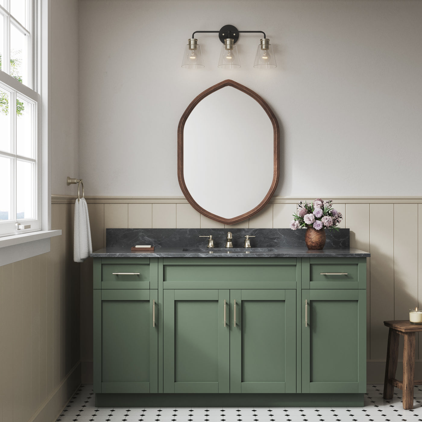 23'' Cameron Matte Black/Modern Gold 3 Light Bath Vanity