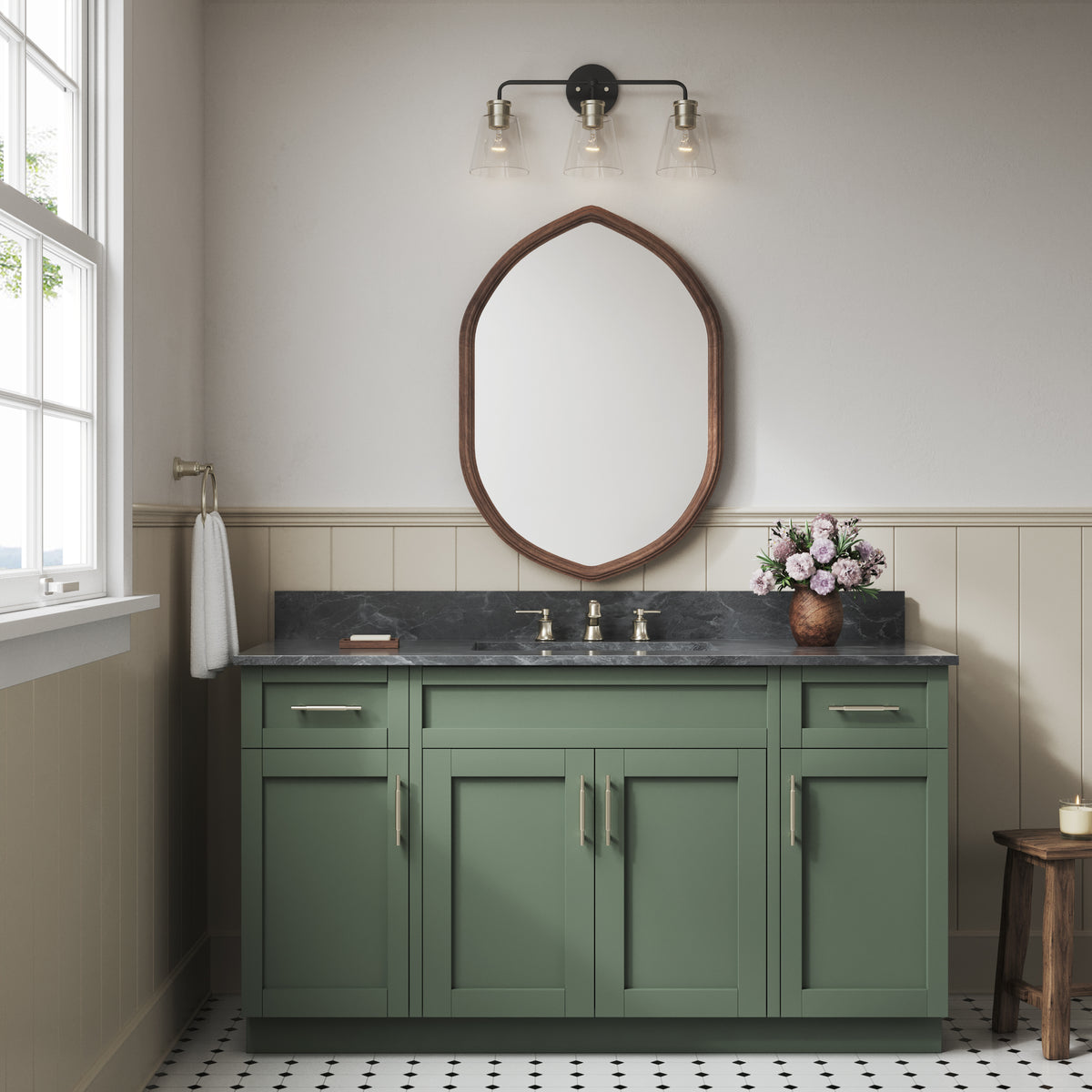 23'' Cameron Matte Black/Modern Gold 3 Light Bath Vanity