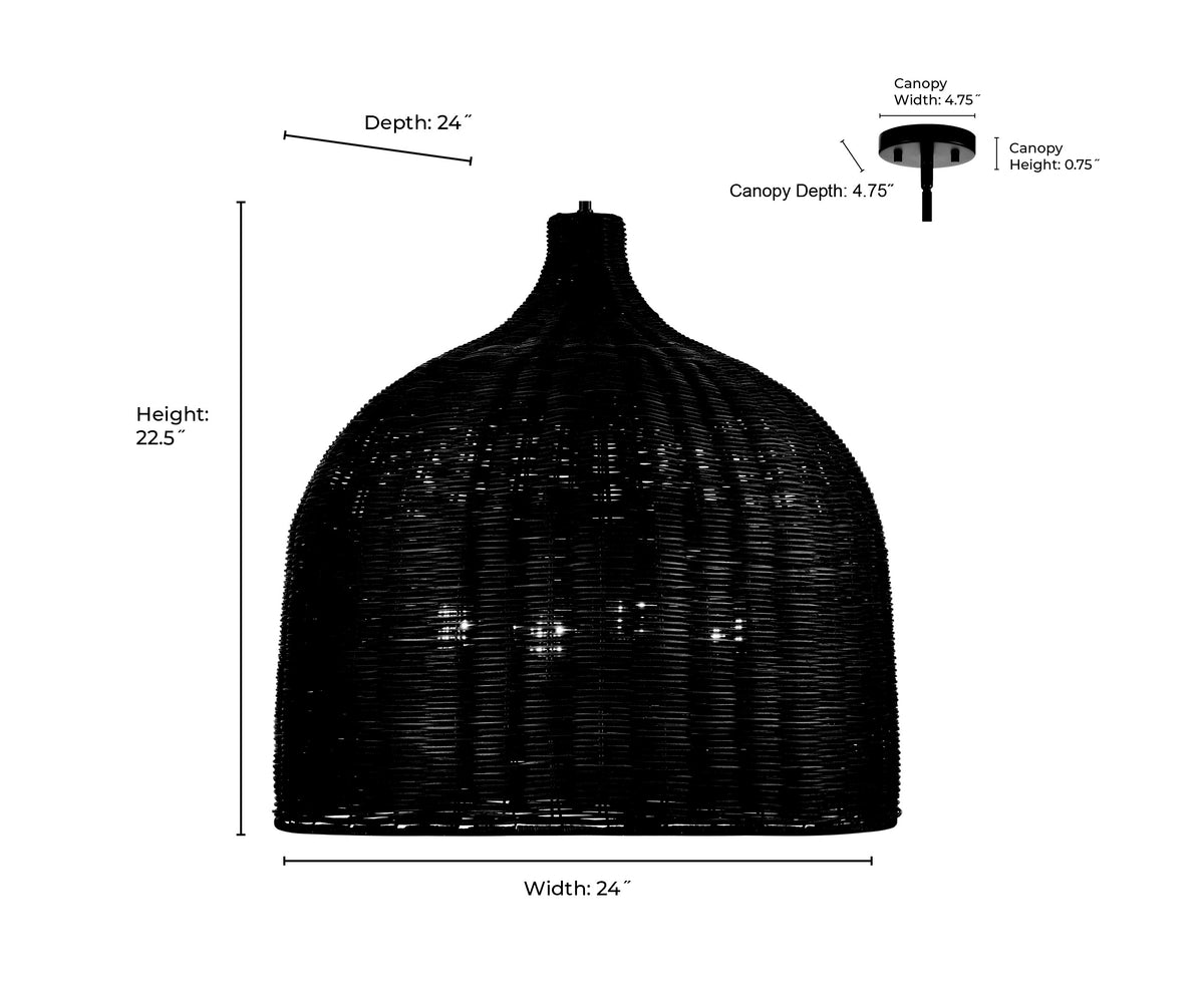 22.5'' Elise Matte Black 4 Light Pendant