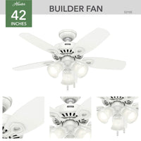 42 inch Builder Snow White Ceiling Fan with LED Light Kit