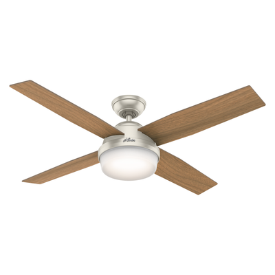 52 inch Dempsey Matte Nickel Damp Rated Ceiling Fan with LED Light Kit and Handheld Remote