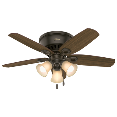 42 inch Builder New Bronze Low Profile Ceiling Fan with LED Light Kit and Pull Chain