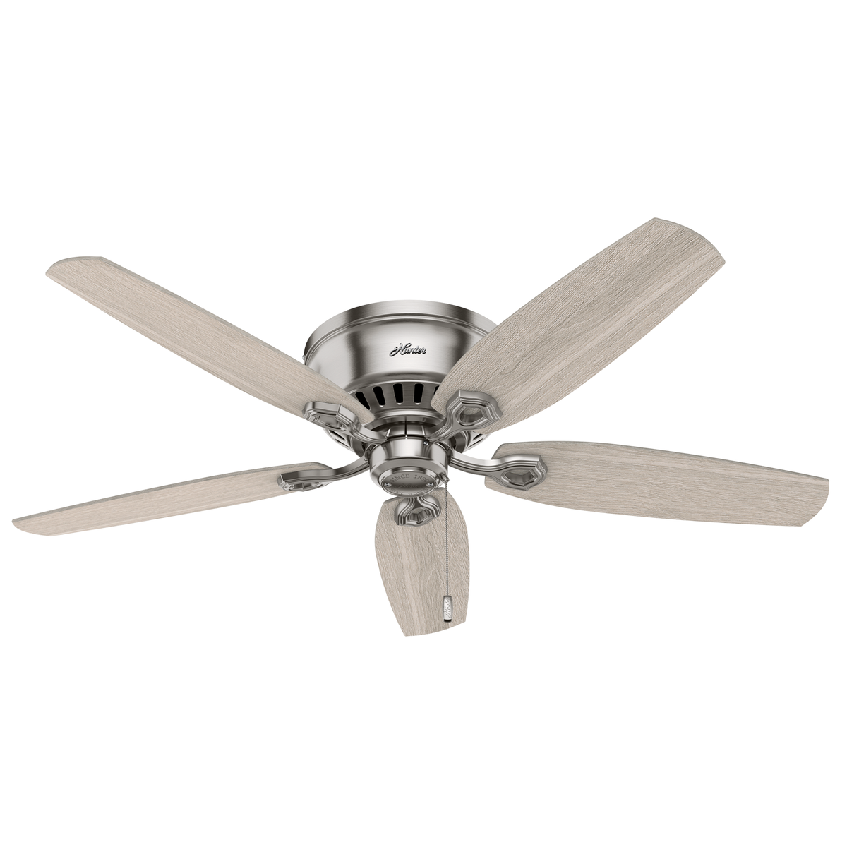52 inch Builder Brushed Nickel Low Profile Ceiling Fan with LED Light Kit