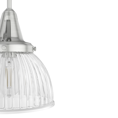 Cypress Grove 10-inch 1-light Brushed Nickel Industrial Pendant with Clear Holophane Glass