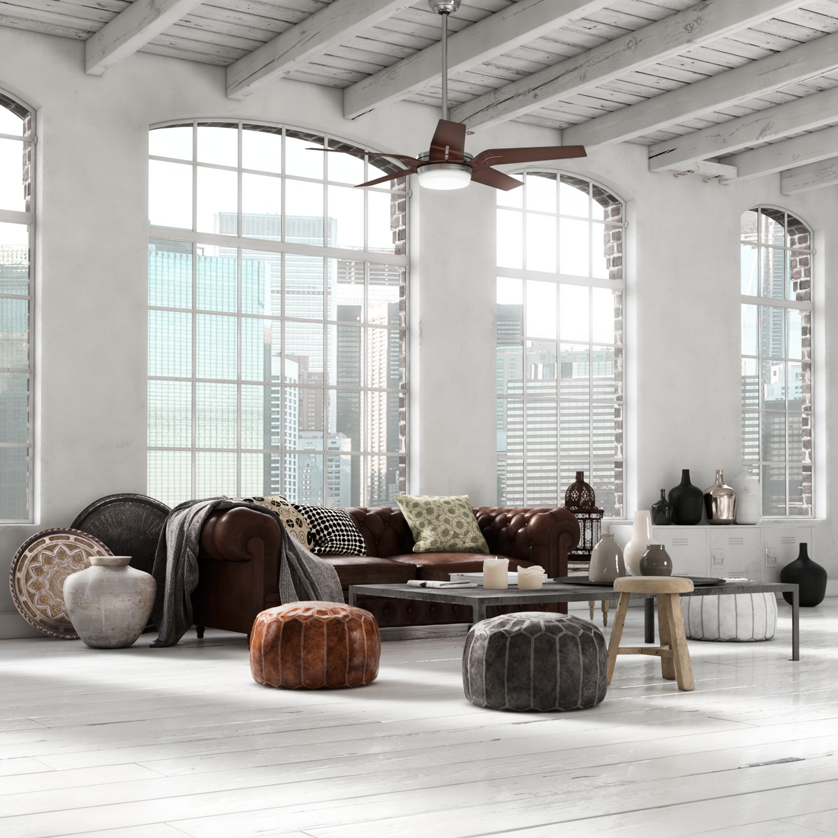 Casablanca 56 inch Correne Brushed Nickel Ceiling Fan with LED Light Kit and Handheld Remote