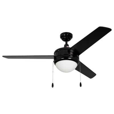 50 Inch Contempo AC Black Indoor Ceiling Fan 3-Blade 2 Lights Reversible