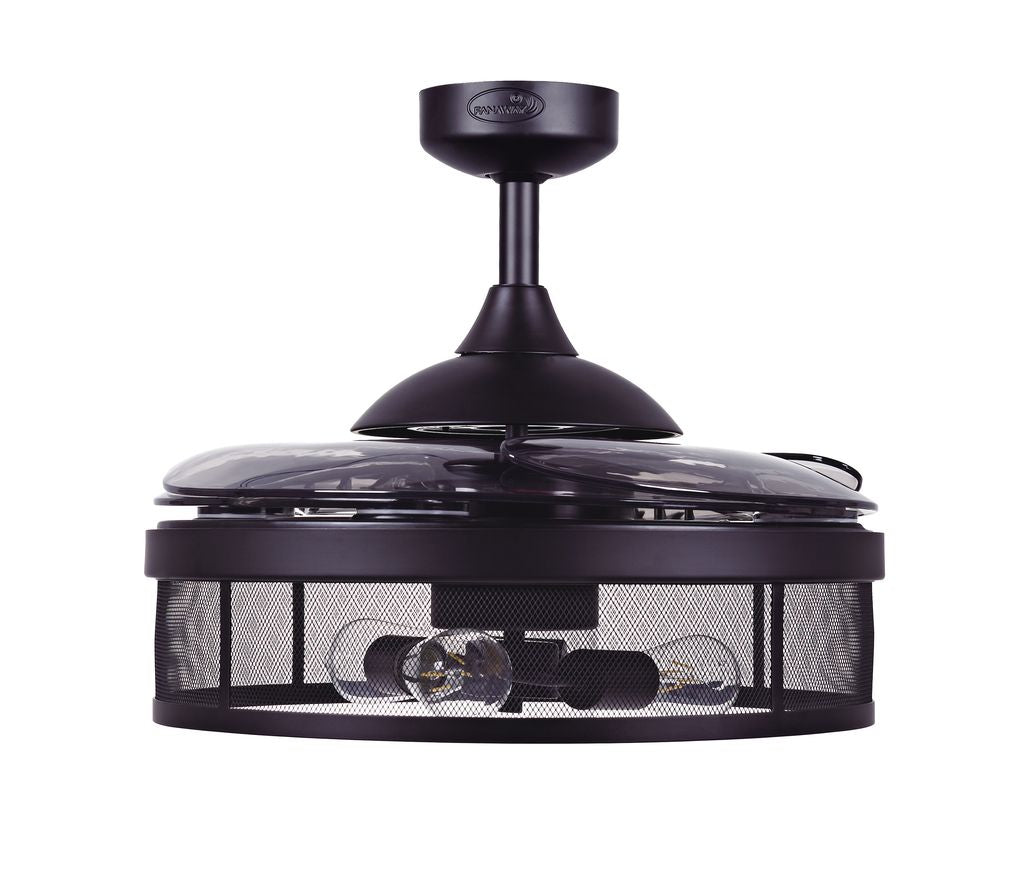 48 Inch Black Fan with 3 Lights and Retractable Blades Remote Included