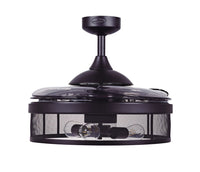 48 Inch Black Fan with 3 Lights and Retractable Blades Remote Included