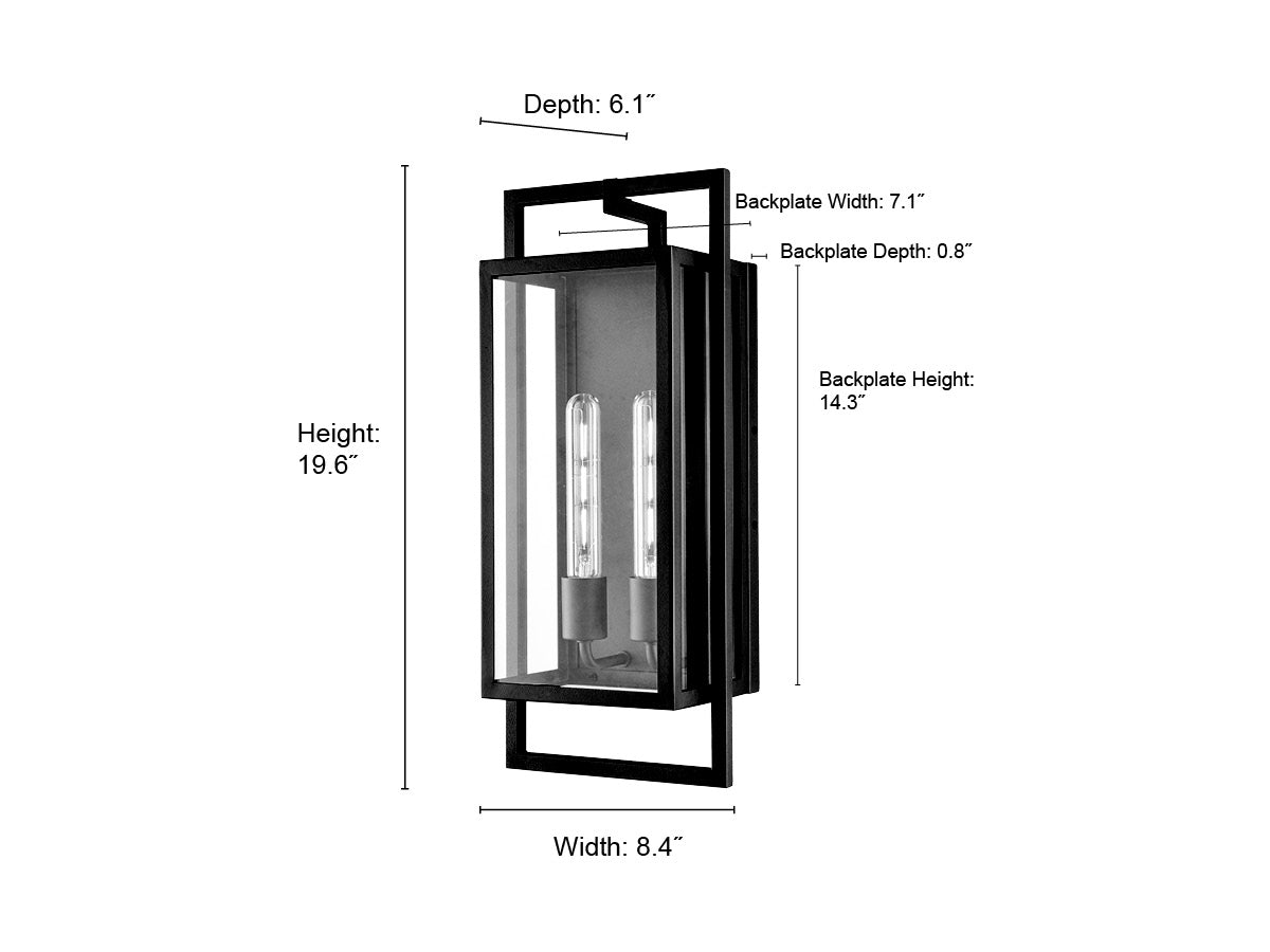 8.4'' Agatha Textured Black 2 Light Wall Sconce