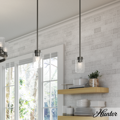 Hartland 4-inch 1-light Noble Bronze Pendant with Seeded Glass