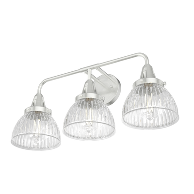 Cypress Grove 24.25-inch 3-light Brushed Nickel Vanity Light with Clear Holophane Glass