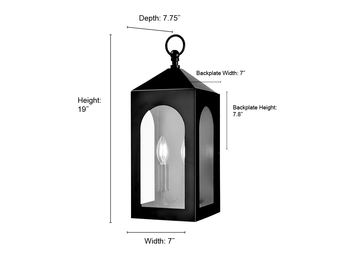 7'' Bratton Powder Coated Black 2 Light Wall Sconce