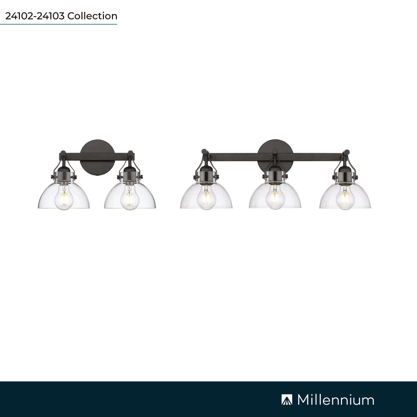 14.5''  Matte Black 2 Light Bath Vanity