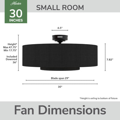30 inch Brookside Matte Black Ceiling Fan with LED Light Kit and Remote