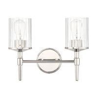 Andrea 15-inch 2-light Polished Nickel Vanity Light with Clear Ribbed Glass Shades