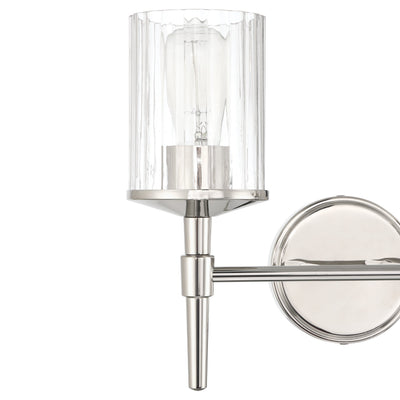 Andrea 15-inch 2-light Polished Nickel Vanity Light with Clear Ribbed Glass Shades