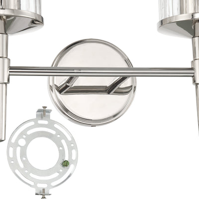 Andrea 15-inch 2-light Polished Nickel Vanity Light with Clear Ribbed Glass Shades