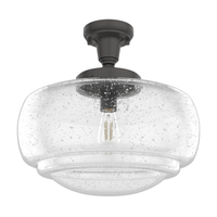 Saddle Creek 16-inch 1-light Noble Bronze Schoolhouse Pendant with Seeded Glass