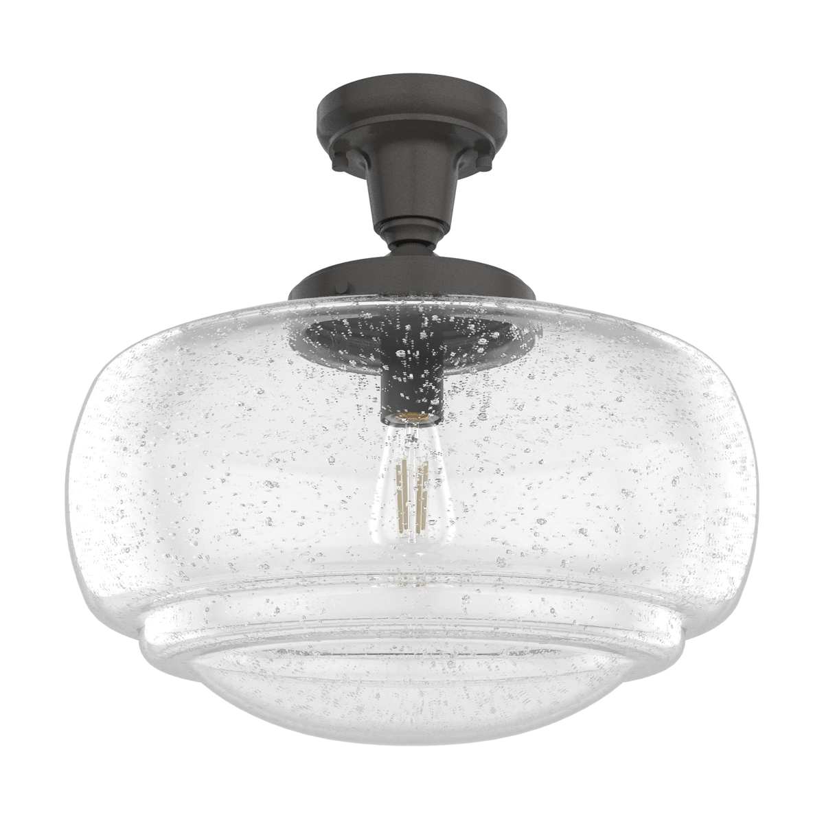 Saddle Creek 16-inch 1-light Noble Bronze Schoolhouse Pendant with Seeded Glass