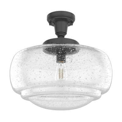 Saddle Creek 16-inch 1-light Noble Bronze Schoolhouse Pendant with Seeded Glass