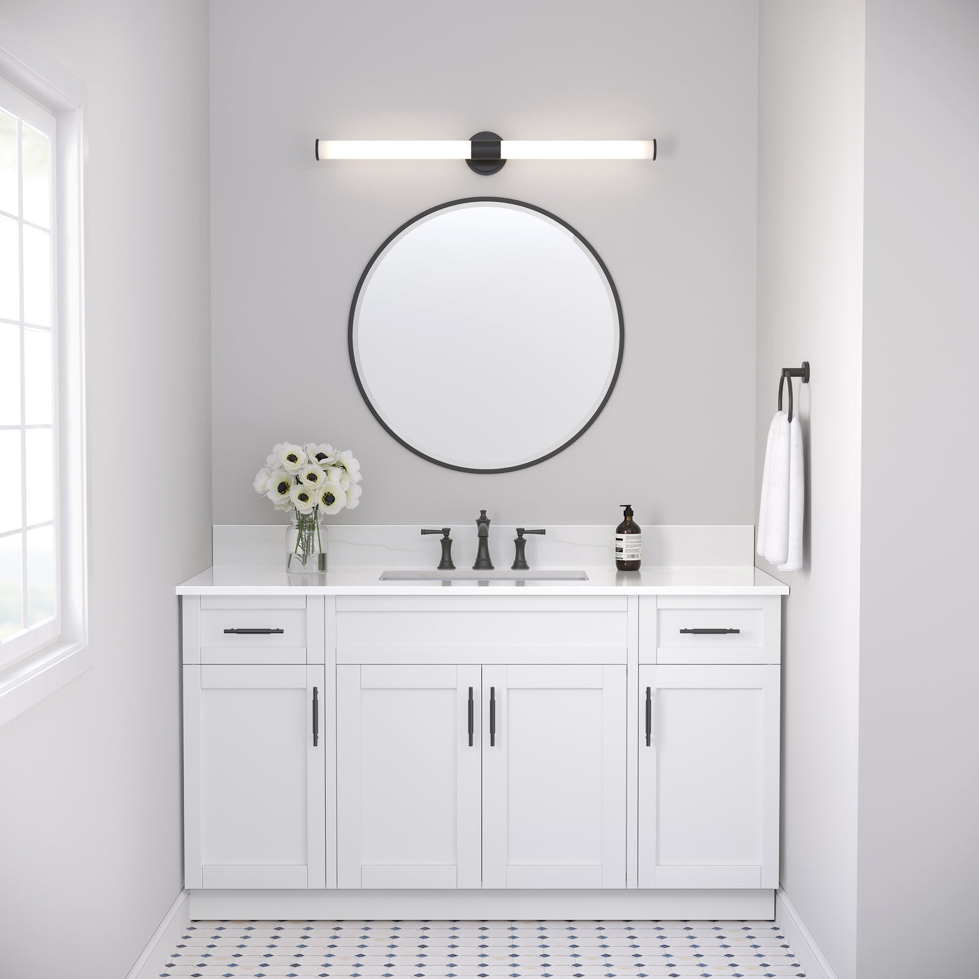 36'' Trumann Matte Black 1 Vanity Light