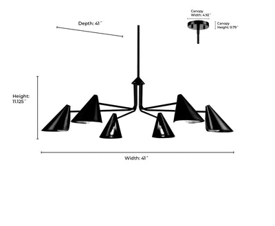 11.25'' Warhol Matte Black 6 Light Chandelier