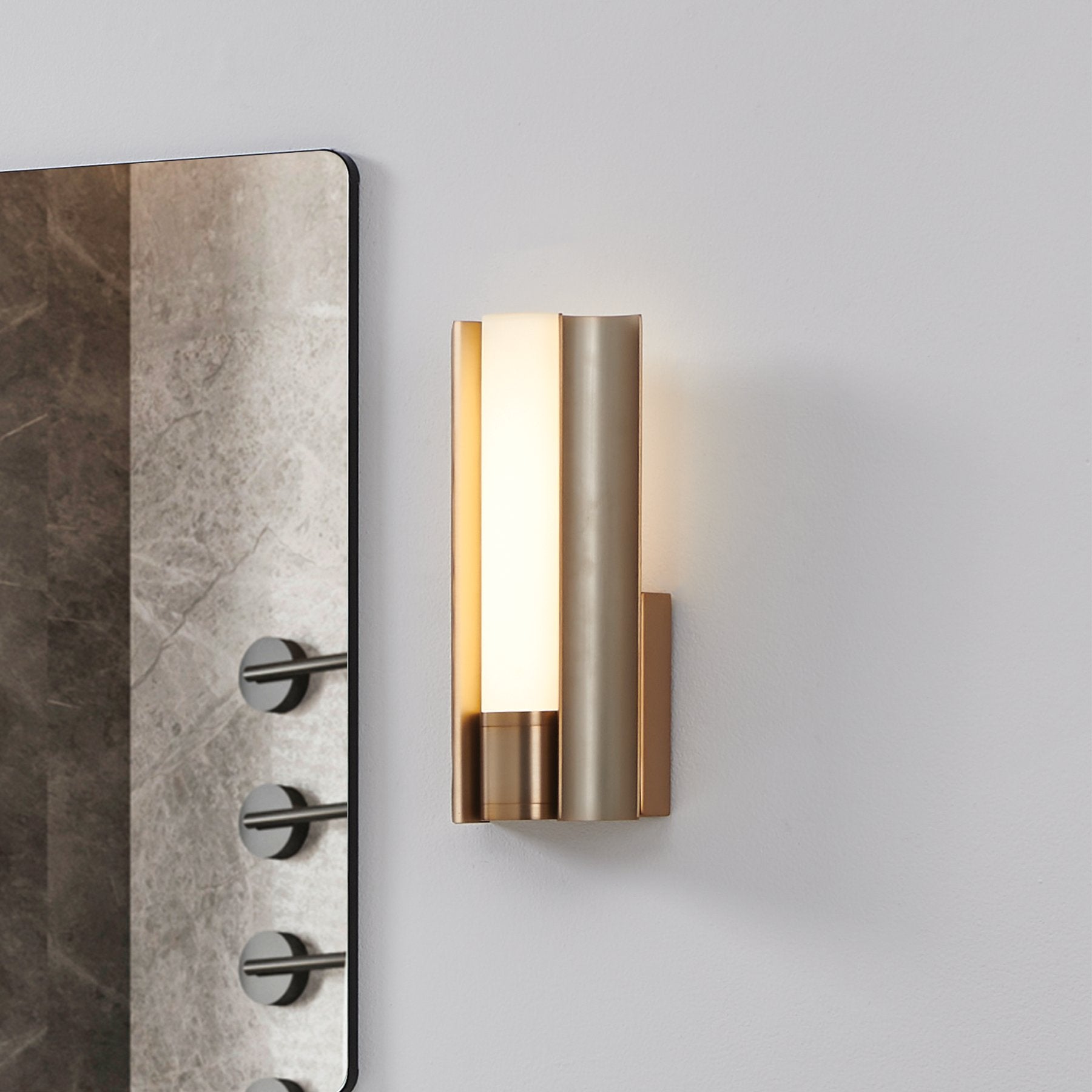 Colton 12-inch 1-light Champagne Gold 5CCT LED Vanity Light with Etched Opal Glass Shade