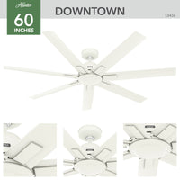 60 inch Downtown ENERGY STAR® Matte White Damp Rated Ceiling Fan and Wall Control