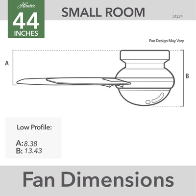 44 inch Lilliana Fresh White Low Profile Ceiling Fan with LED Light Kit and Pull Chain