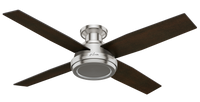 52 inch Dempsey Brushed Nickel Low Profile Ceiling Fan and Handheld Remote