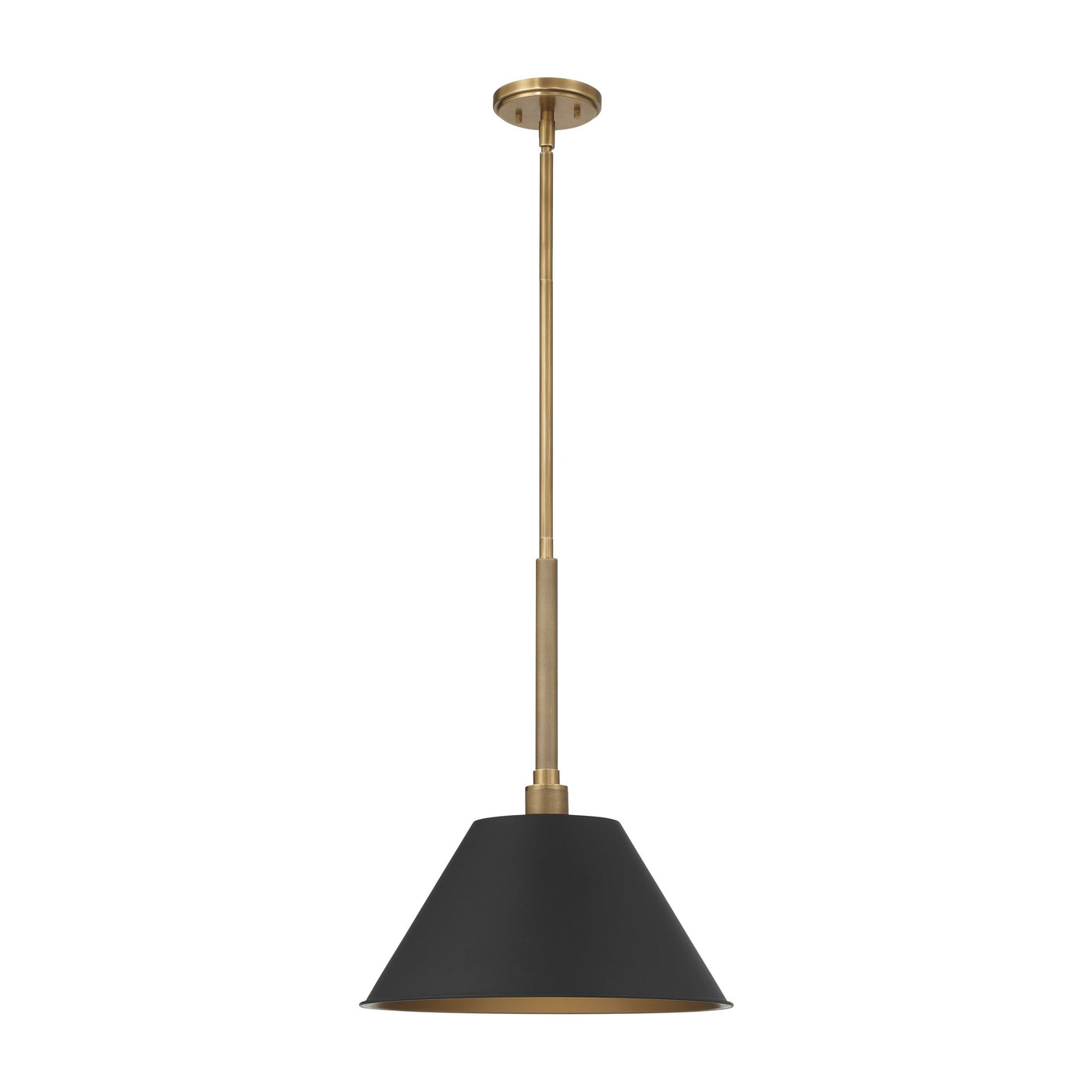 Mcgill 16-inch 1-light Natural Brass Pendant Light with Matte Black and Gold Metal Shade