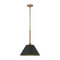 Mcgill 16-inch 1-light Natural Brass Pendant Light with Matte Black and Gold Metal Shade