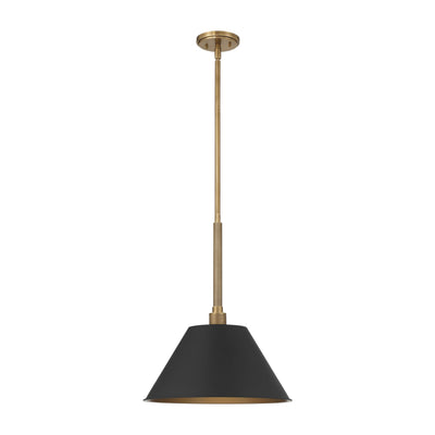 Mcgill 16-inch 1-light Natural Brass Pendant Light with Matte Black and Gold Metal Shade