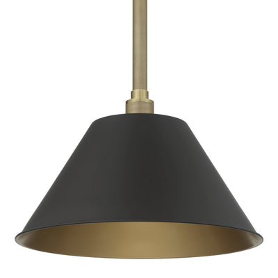 Mcgill 16-inch 1-light Natural Brass Pendant Light with Matte Black and Gold Metal Shade